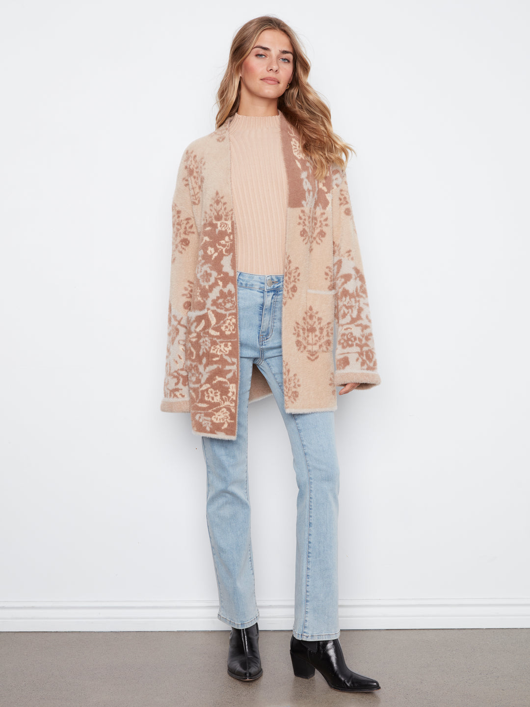 Wide sleeve Cardi With Patch Pocket