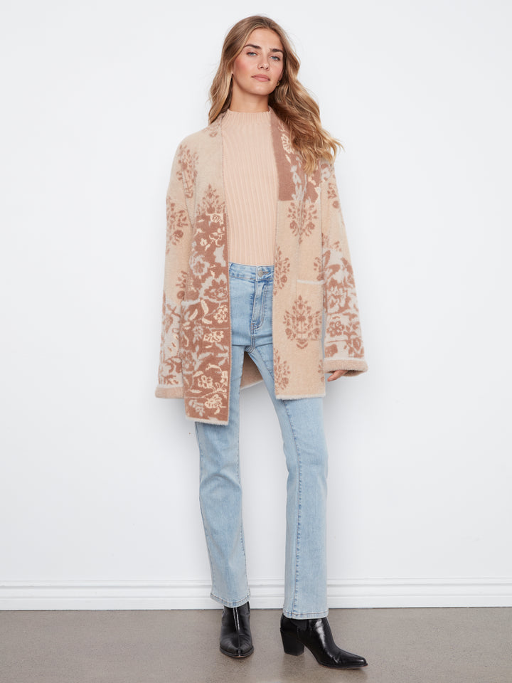 Wide sleeve Cardi With Patch Pocket