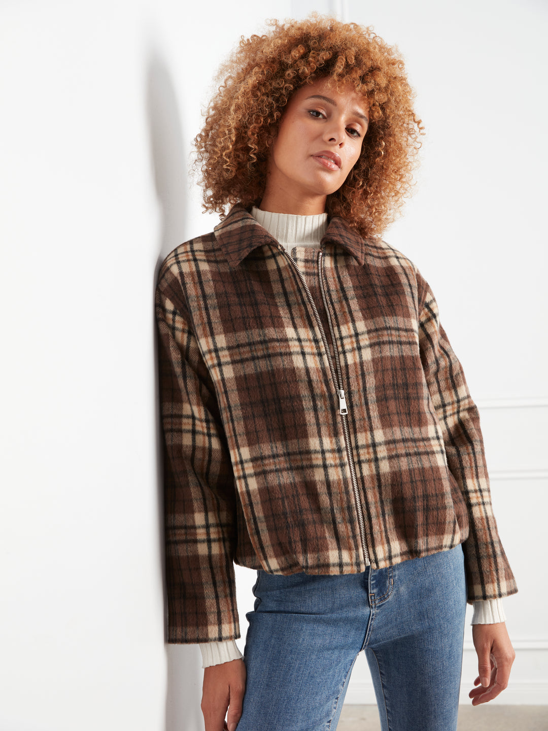 Bomber Jacket with Zipper at front