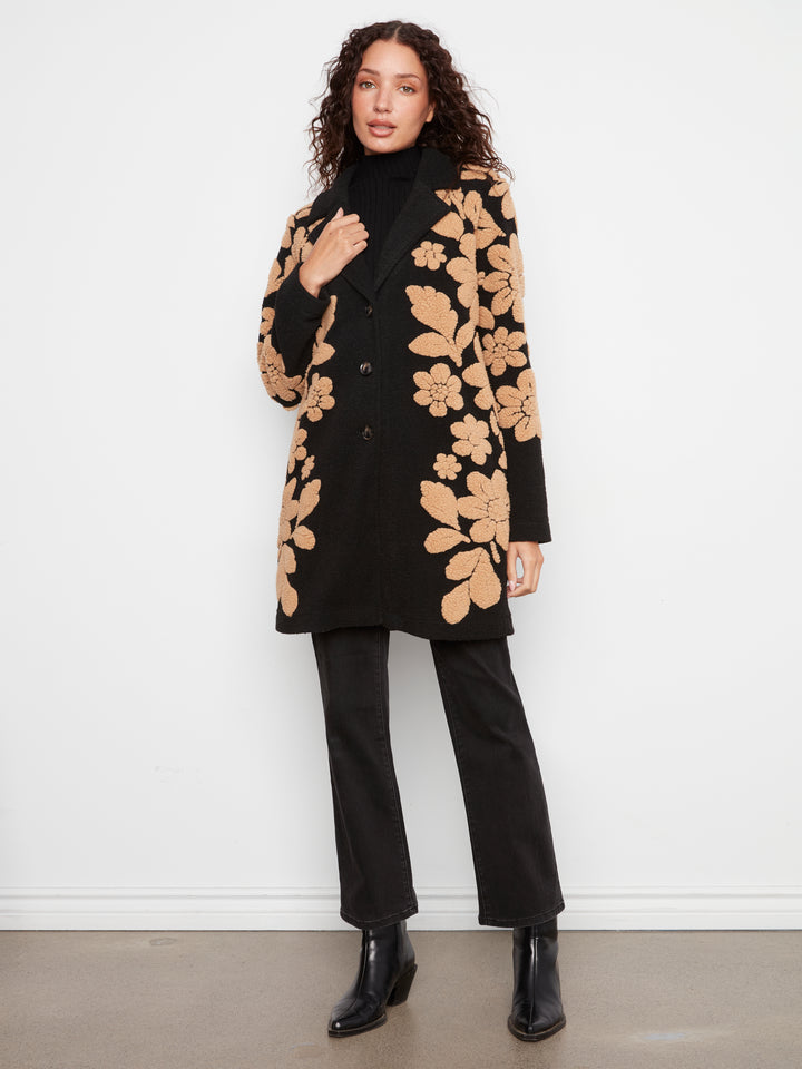 Coat with Open Collar - 3 Buttons