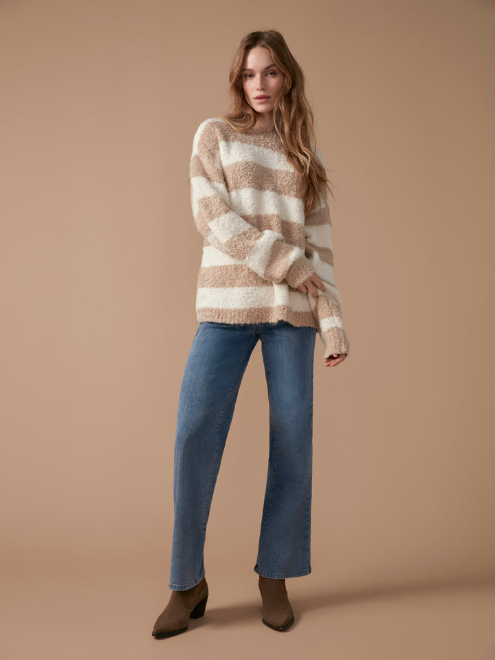 Striped Boucle Yarn Sweater