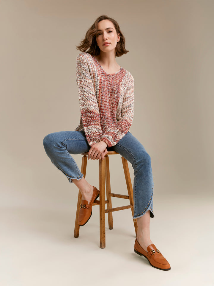 Long Sleeve Drop Shoulder V-Neck Sweater