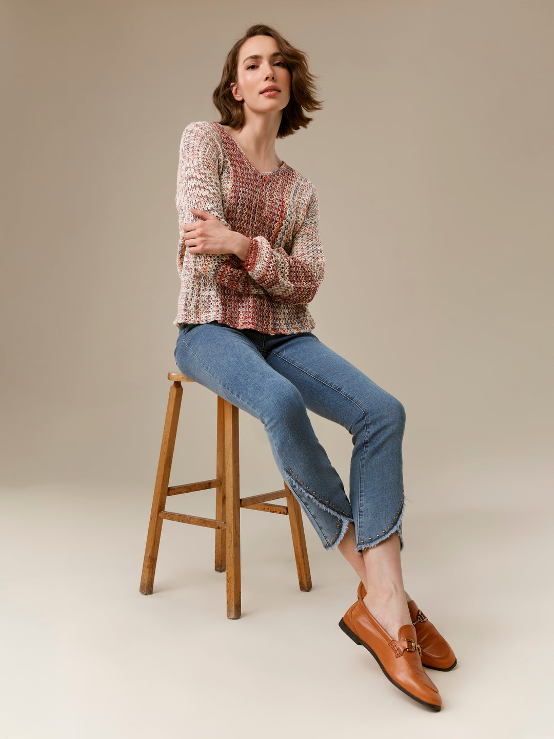 Long Sleeve Drop Shoulder V-Neck Sweater