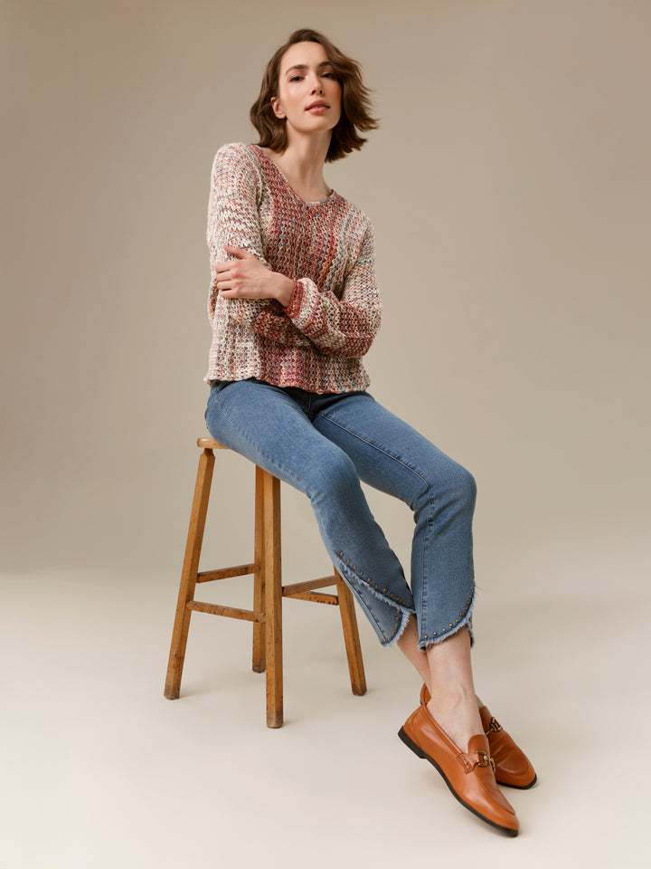 Long Sleeve Drop Shoulder V-Neck Sweater