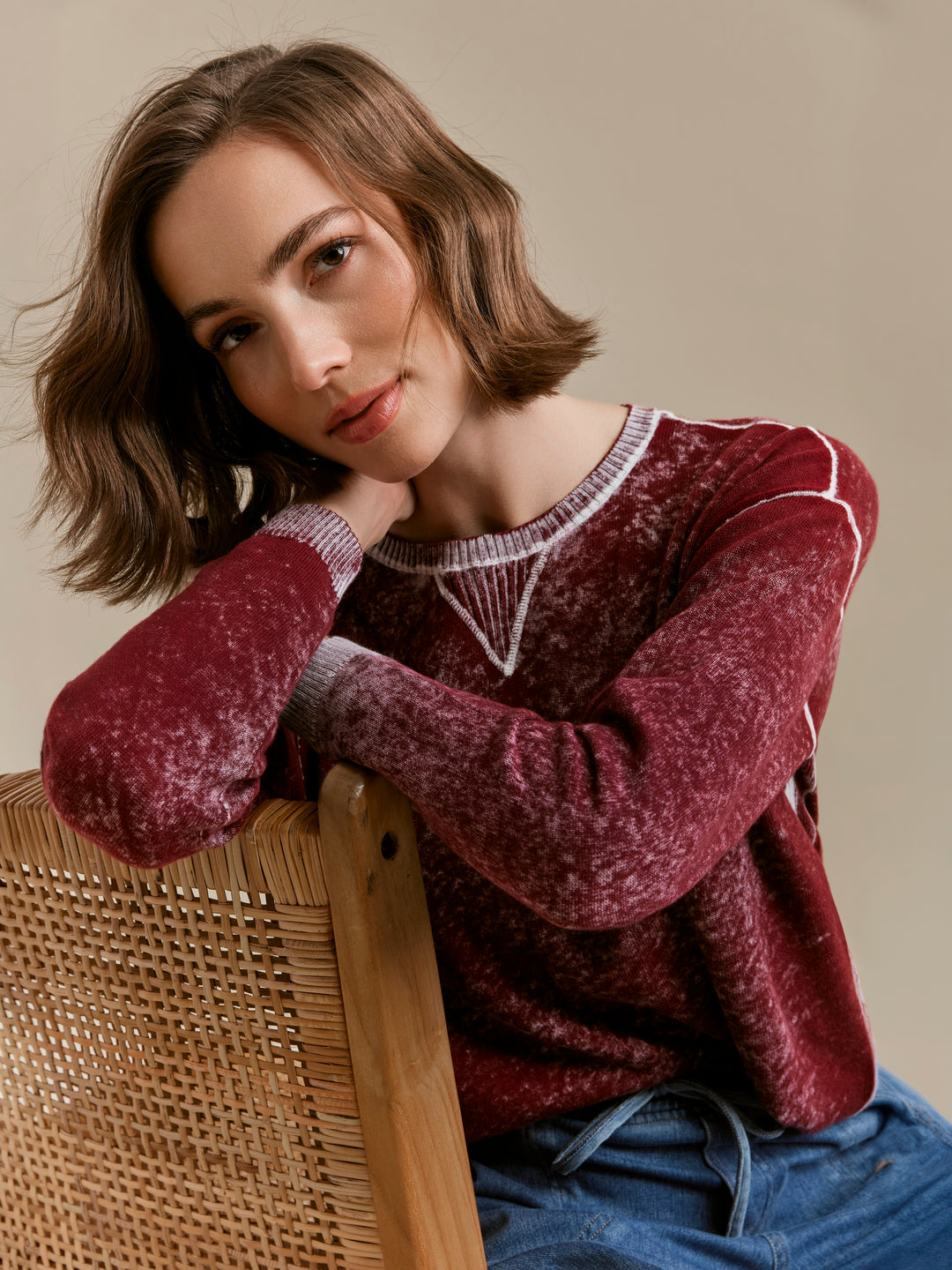 Long Sleeve Crew Neck Printed on Reverse Sweater