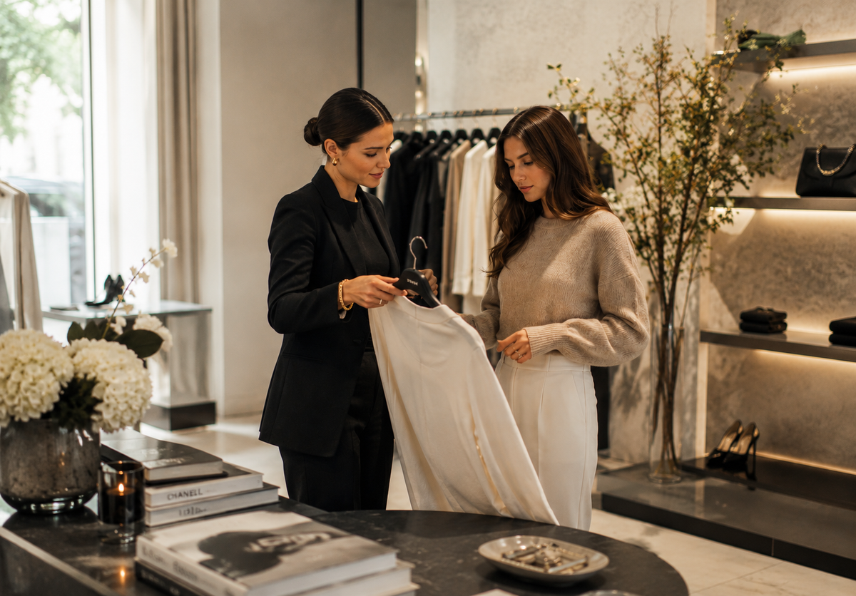 Stylist helps Shopper
