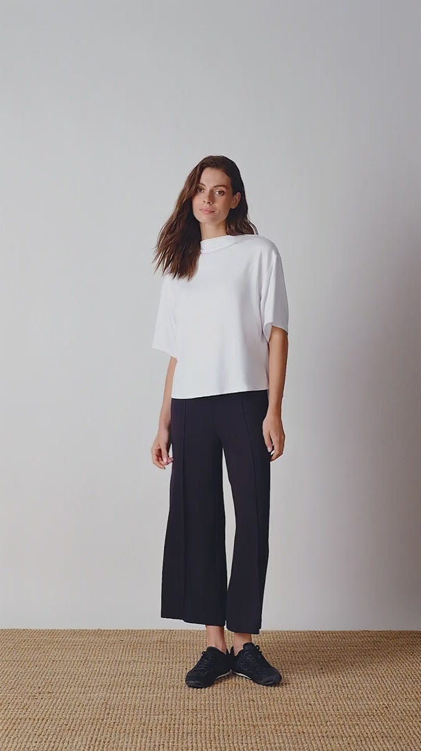 Provence Wide Leg Pintuck Cropped Pant