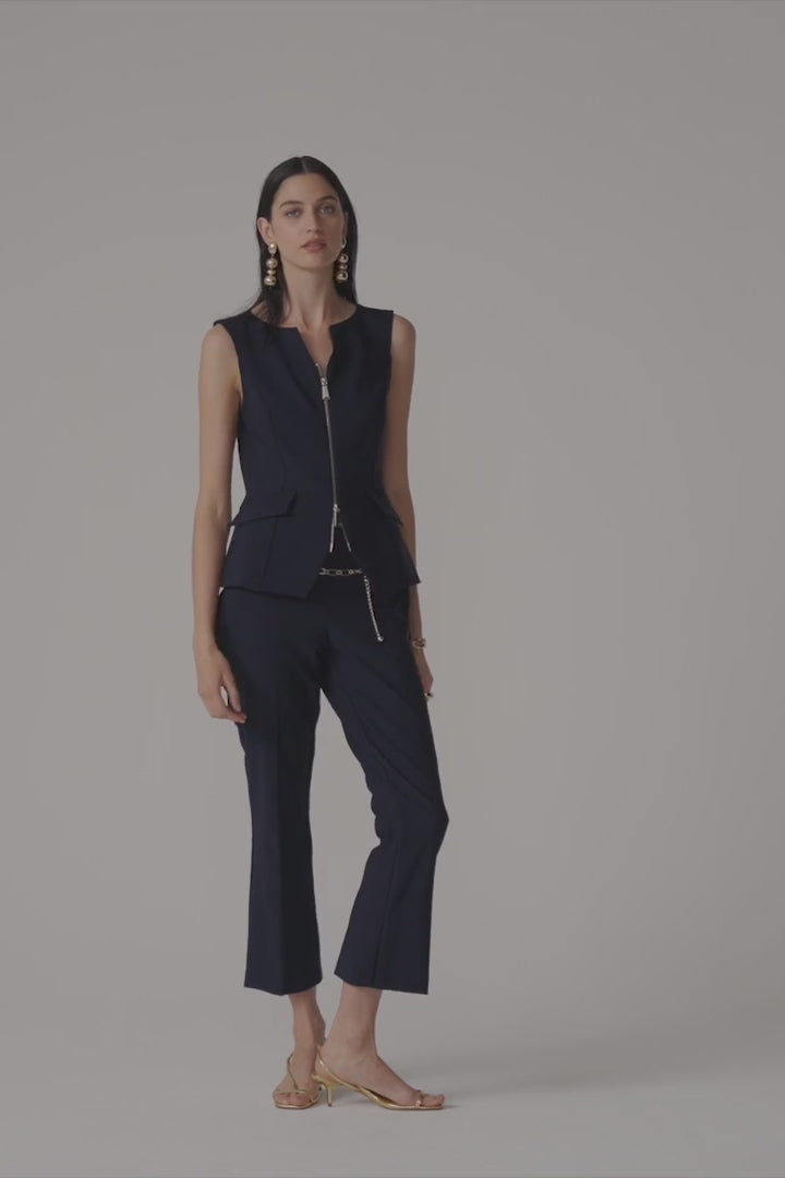 Lux Twill Fitted Vest With Front Zipper 261054