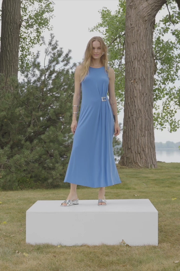 Silky Knit Trapeze Dress With Buckle Detail 262113