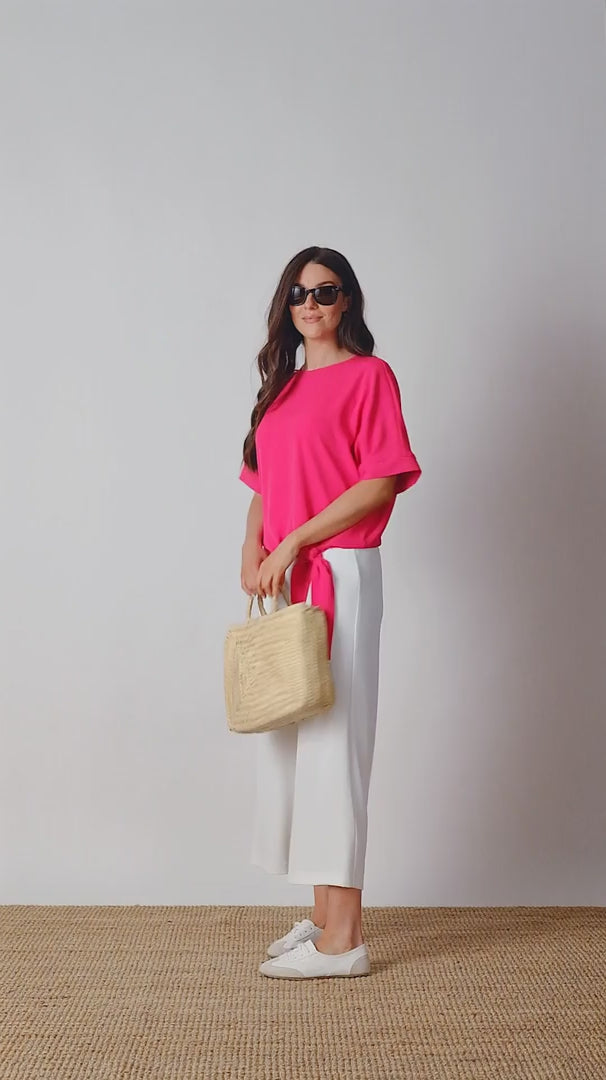Vegan Silk Wide Leg Cropped Pant Style 68871