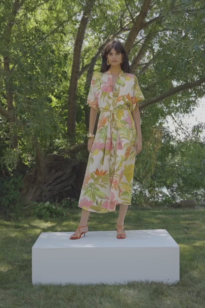 Recycled Woven Tropical Print Fit And Flare Dress 262177